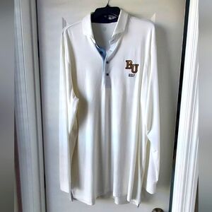Bethel University BU Golf Greyson Polo Shirt XXL White Gold Long Sleeve Athletic